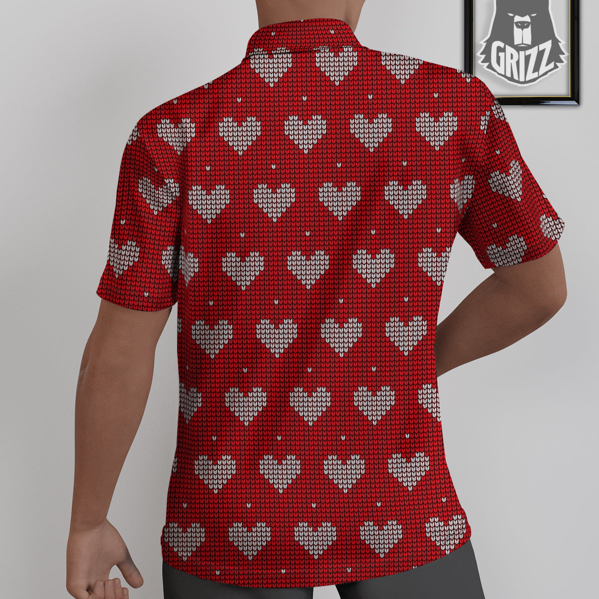 Knitted Valentine's Day Print Pattern Untucked Shirts-grizzshop