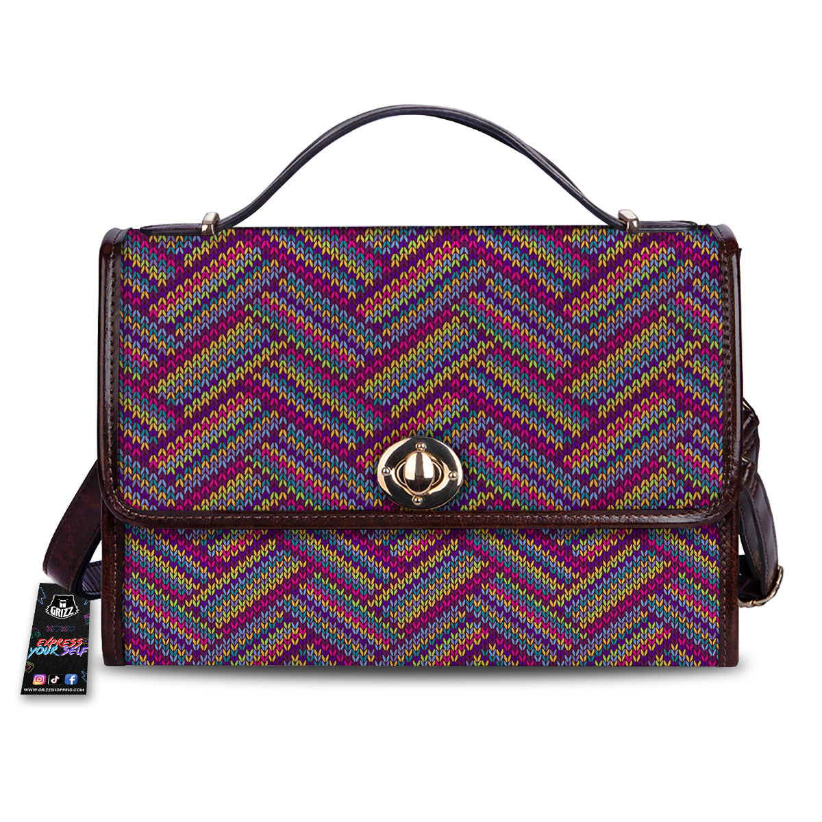 Knitted Vintage Print Pattern Women's Satchel Bag