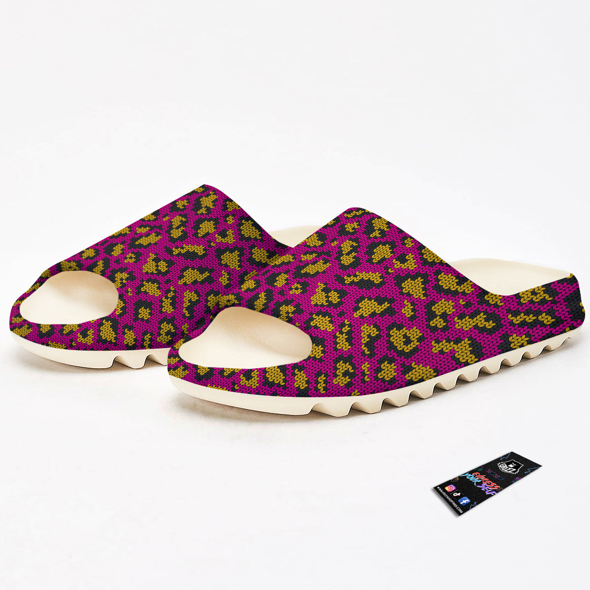 Knitted Wild Pink Leopard Print Pattern Sandals-grizzshop