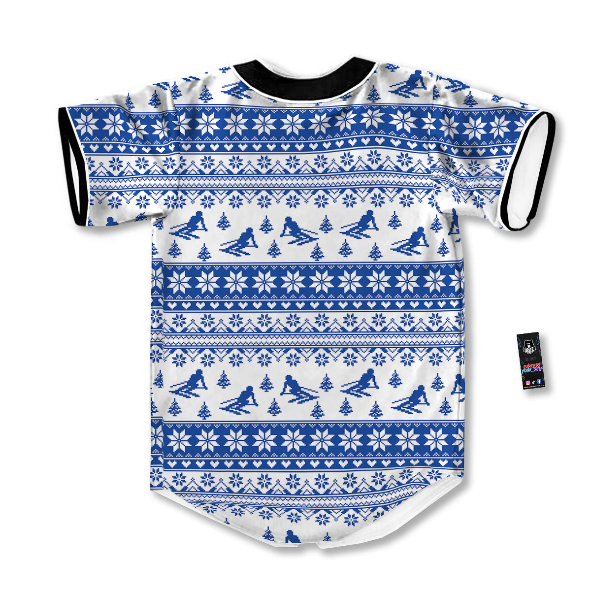 Knitting Winter Ski Print Pattern Baseball Jersey-grizzshop