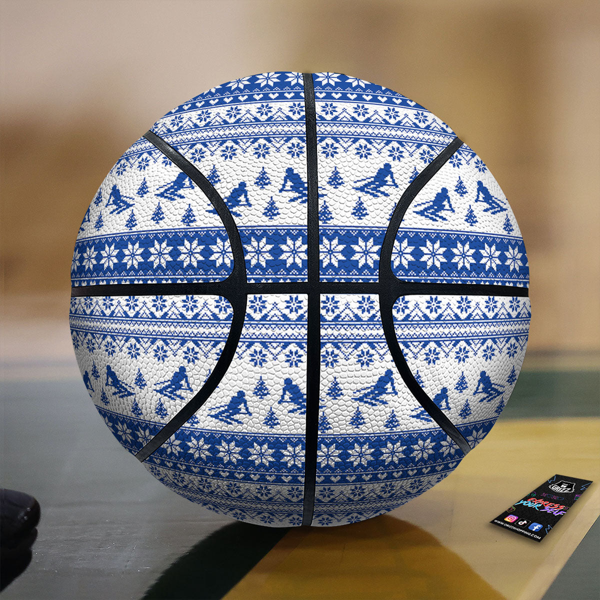 Knitting Winter Ski Print Pattern Basketball-grizzshop