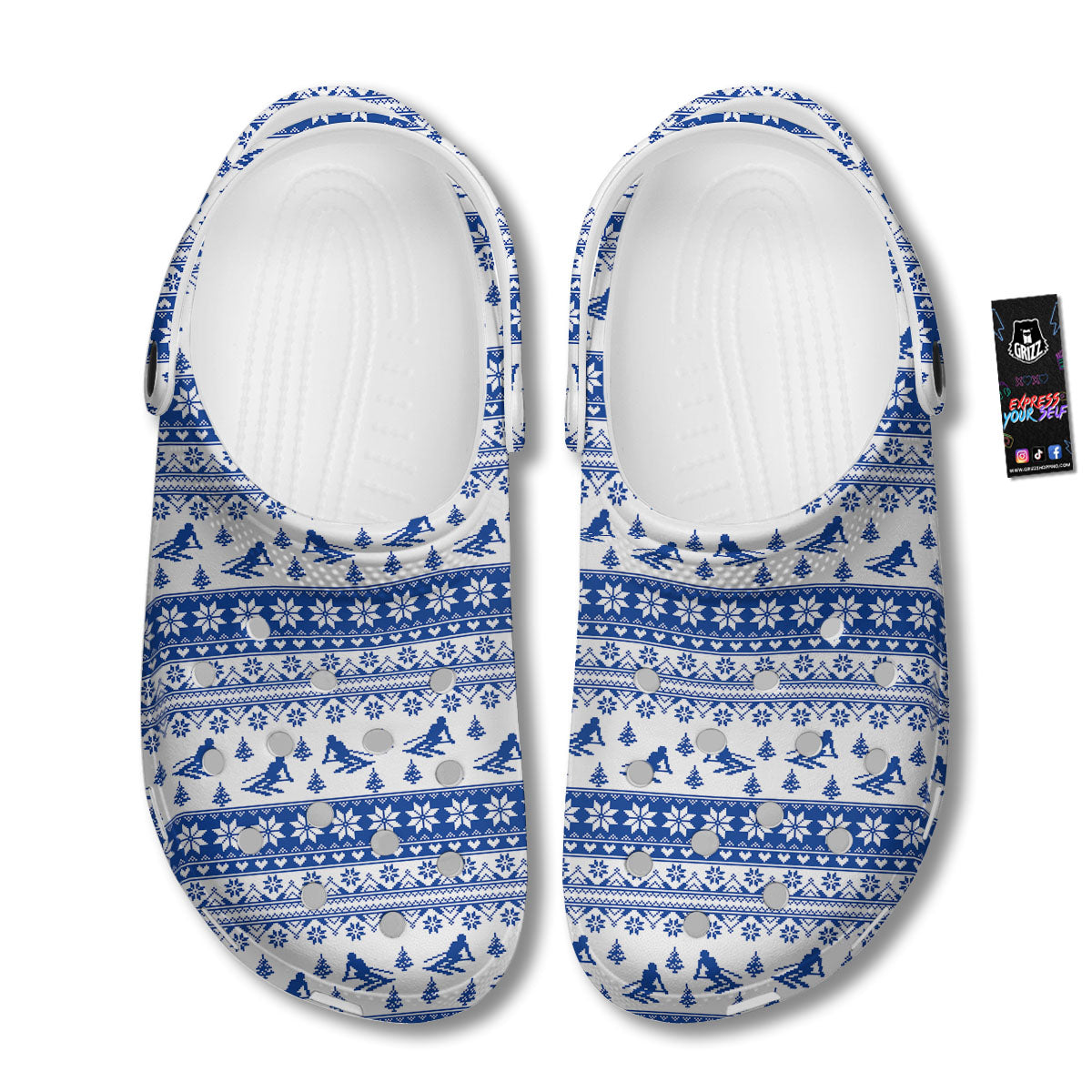 Knitting Winter Ski Print Pattern Clog-grizzshop