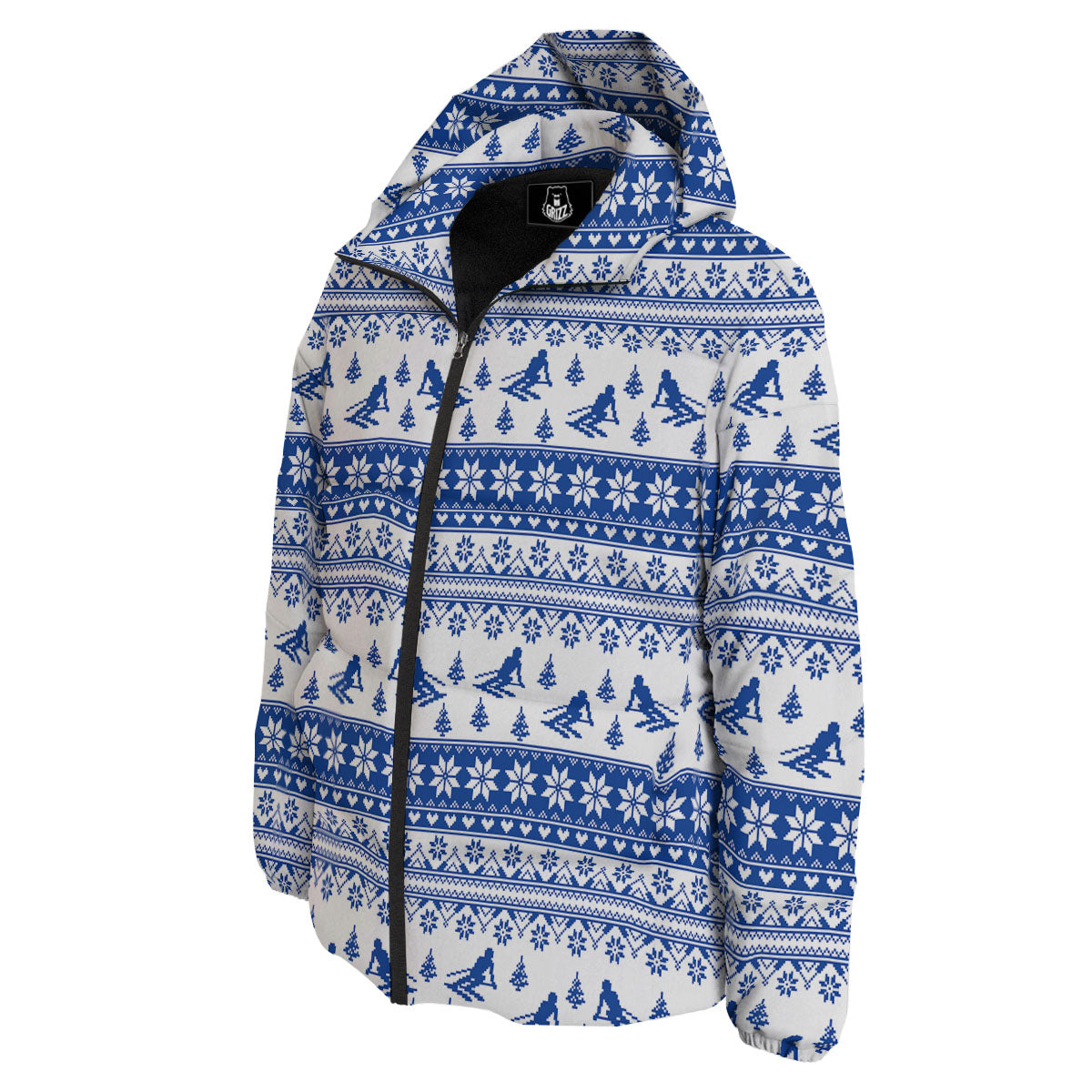 Knitting Winter Ski Print Pattern Down Jacket-grizzshop
