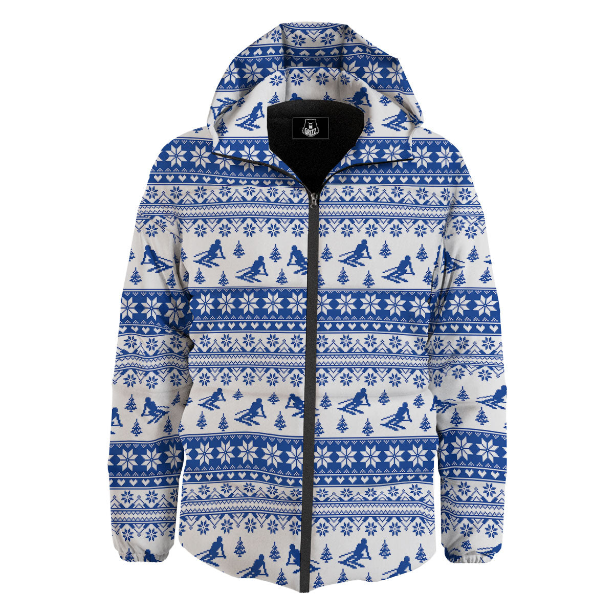 Knitting Winter Ski Print Pattern Down Jacket-grizzshop