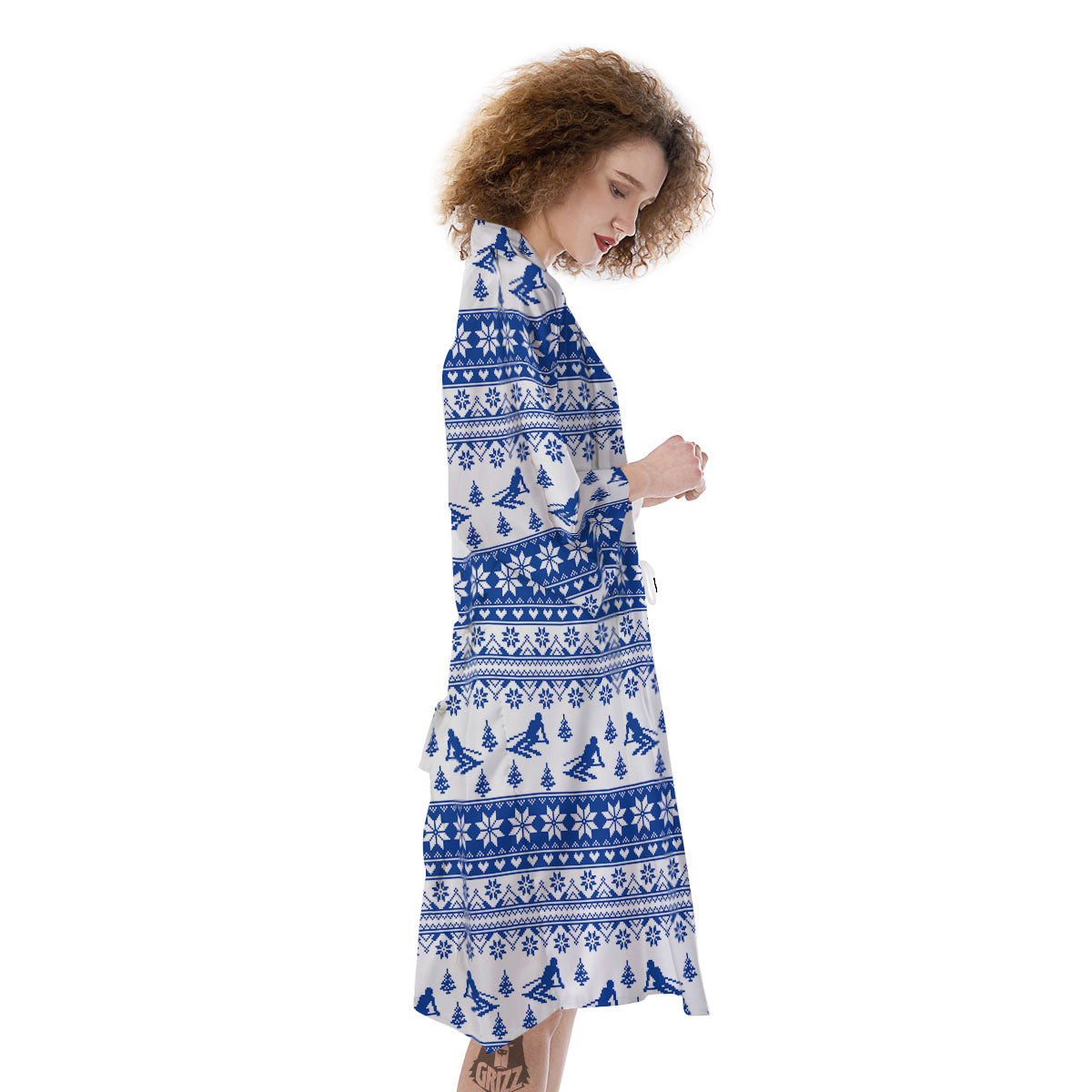 Knitting Winter Ski Print Pattern Kimono-grizzshop