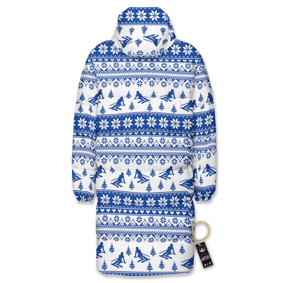 Knitting Winter Ski Print Pattern Long Down Jacket-grizzshop