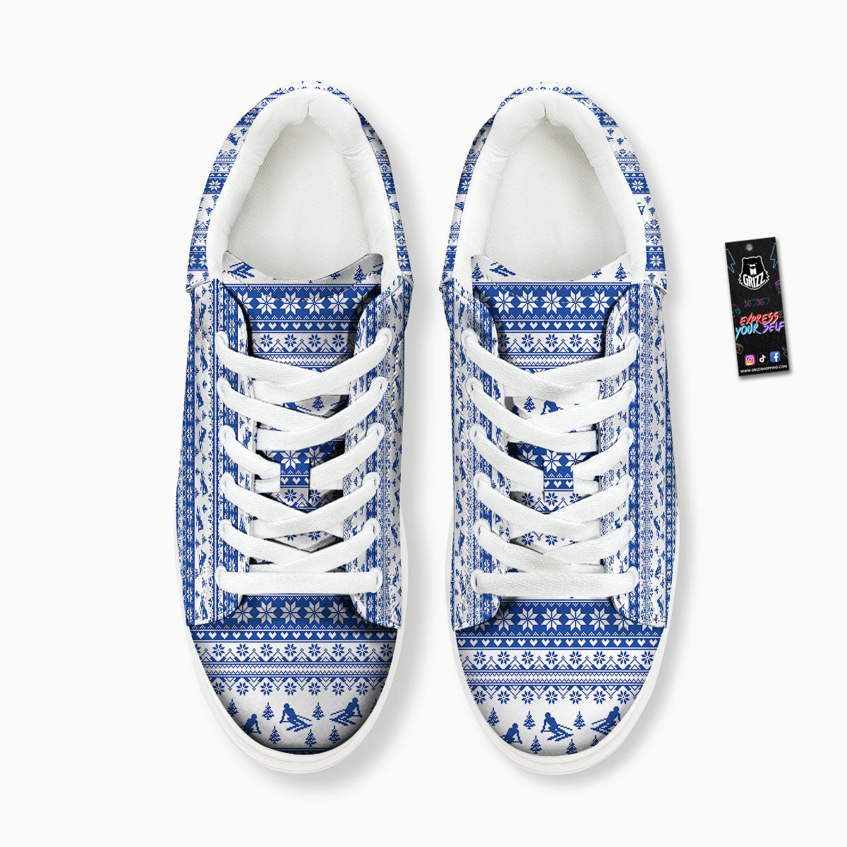 Knitting Winter Ski Print Pattern Platform Shoes-grizzshop