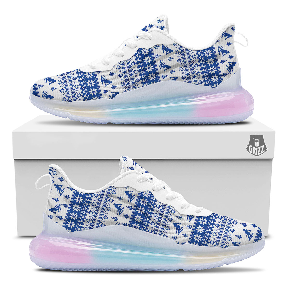 Knitting Winter Ski Print Pattern Running Sneakers-grizzshop