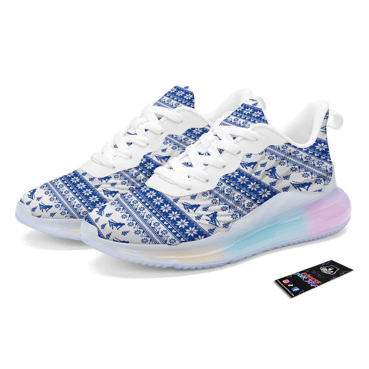 Knitting Winter Ski Print Pattern Running Sneakers-grizzshop