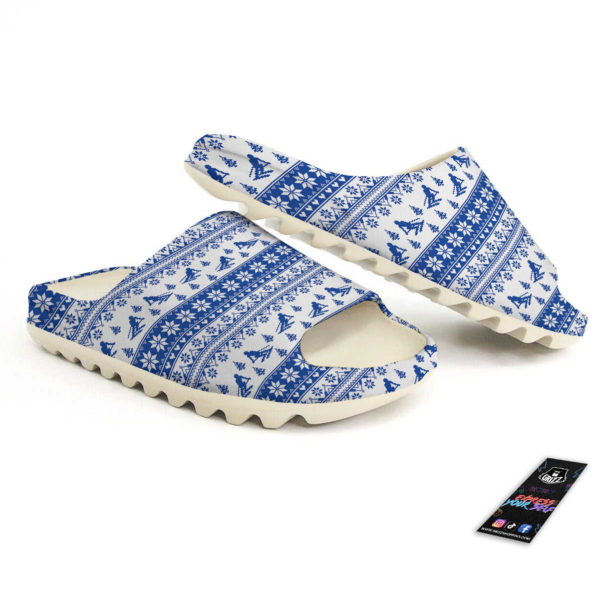 Knitting Winter Ski Print Pattern Sandals-grizzshop