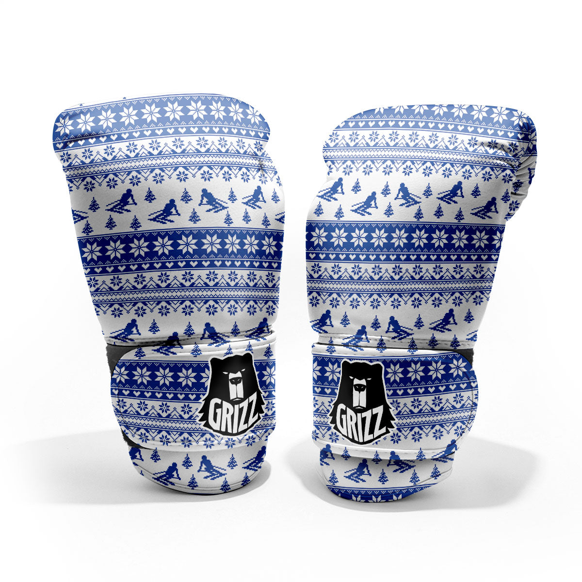 Knitting Winter Ski Print Pattern Sparring Gloves-grizzshop