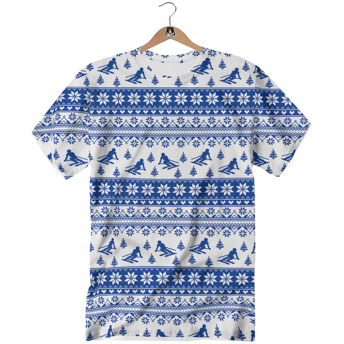 Knitting Winter Ski Print Pattern T-Shirt-grizzshop