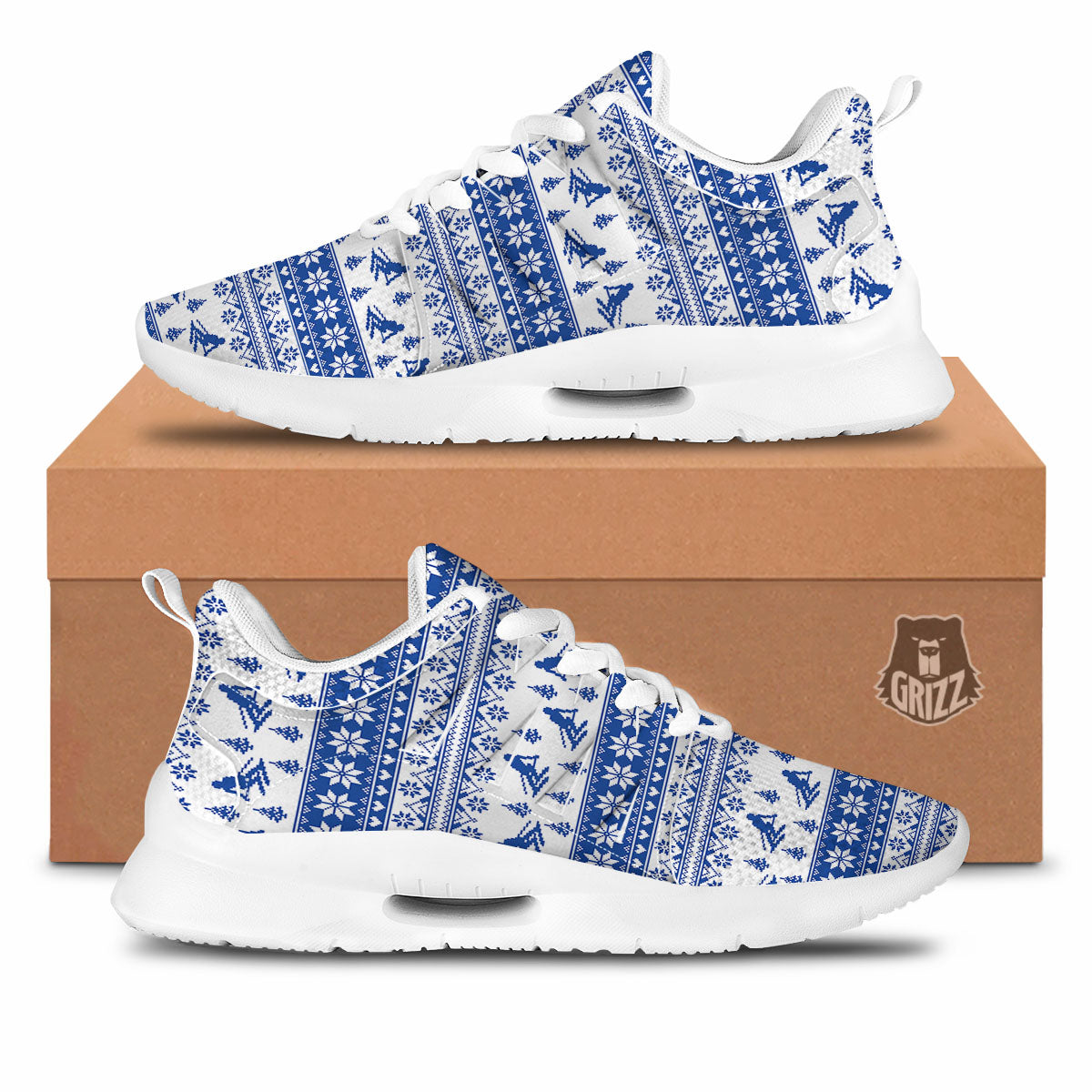 Knitting Winter Ski Print Pattern Tennis Shoes-grizzshop