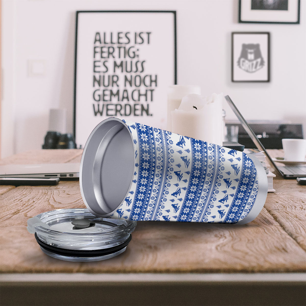 Knitting Winter Ski Print Pattern Tumbler-grizzshop