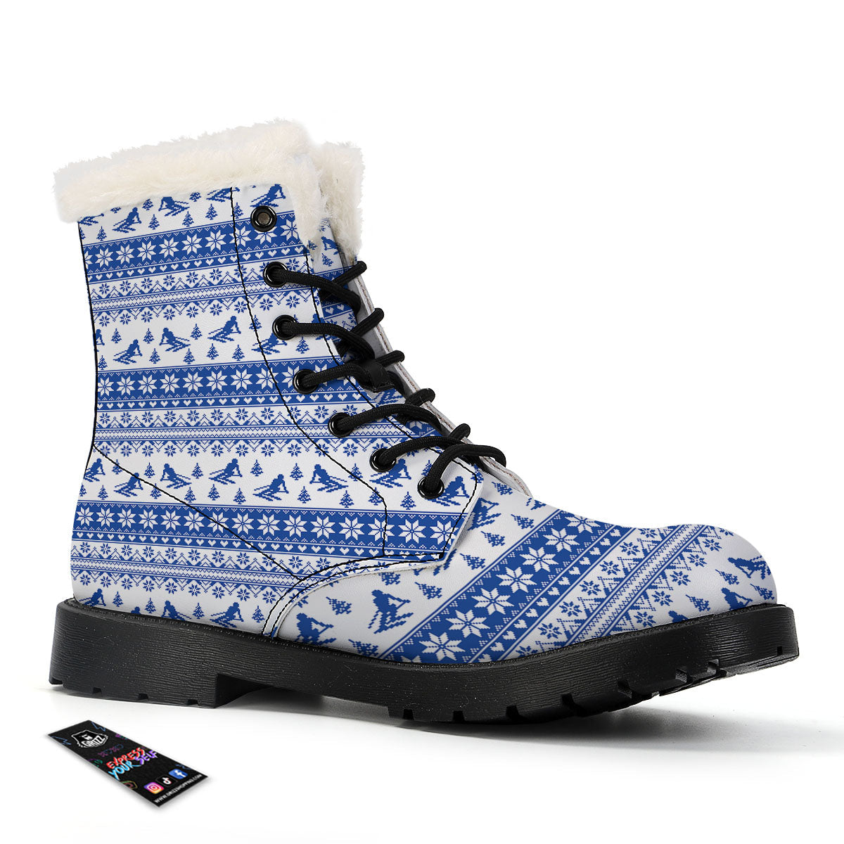 Knitting Winter Ski Print Pattern Winter Boots-grizzshop