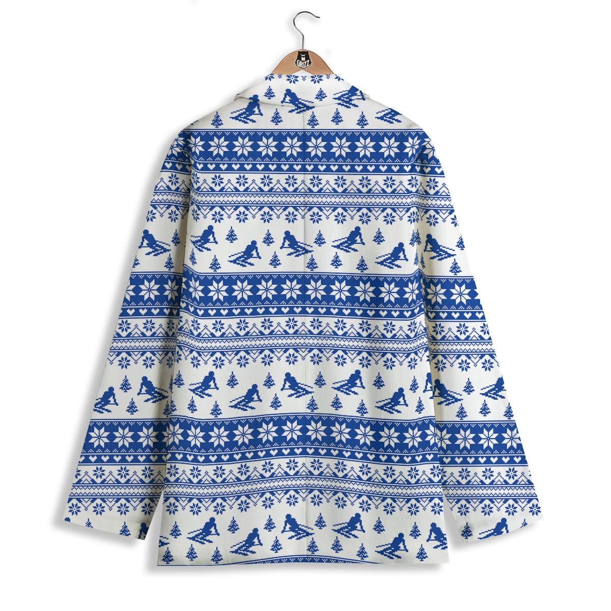 Knitting Winter Ski Print Pattern Women's Blazer-grizzshop