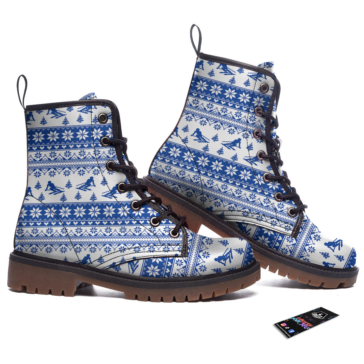 Knitting Winter Ski Print Pattern Work Boots-grizzshop