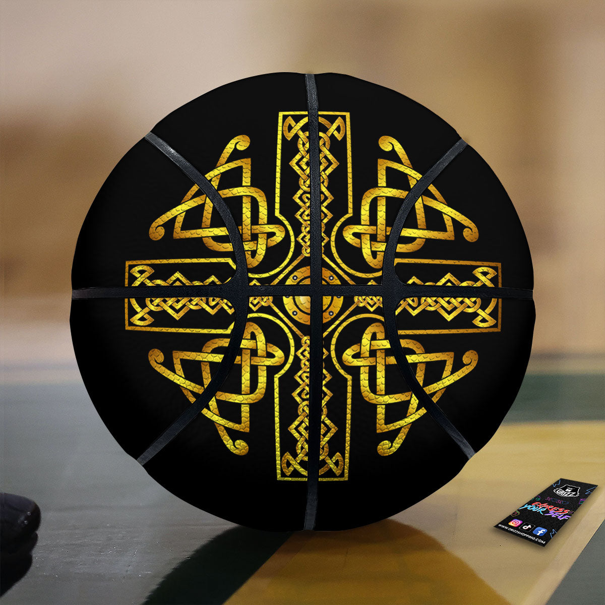 Knot Cross Gold Celtic Print Basketball-grizzshop