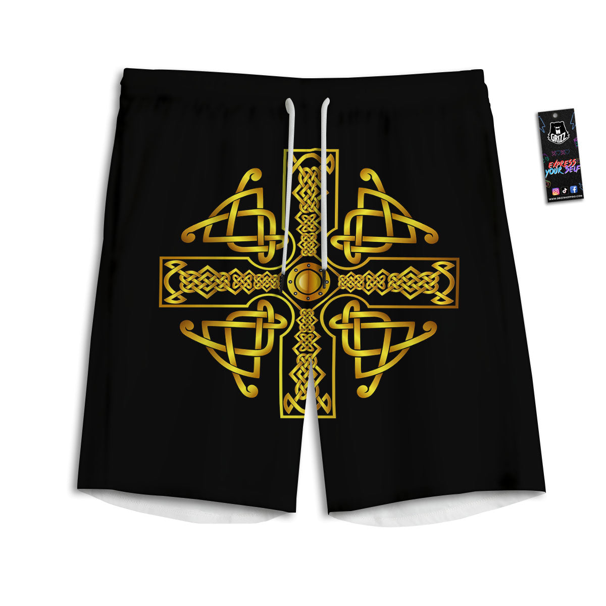 Maple Leaves Orange Print Pattern Men's Athletic Shorts