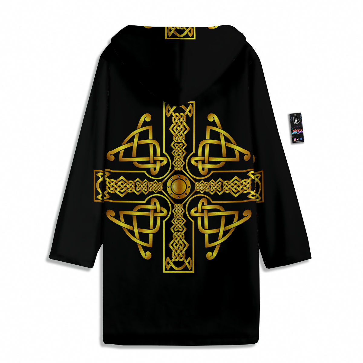 Knot Cross Gold Celtic Print Men's Windbreaker Jacket-grizzshop