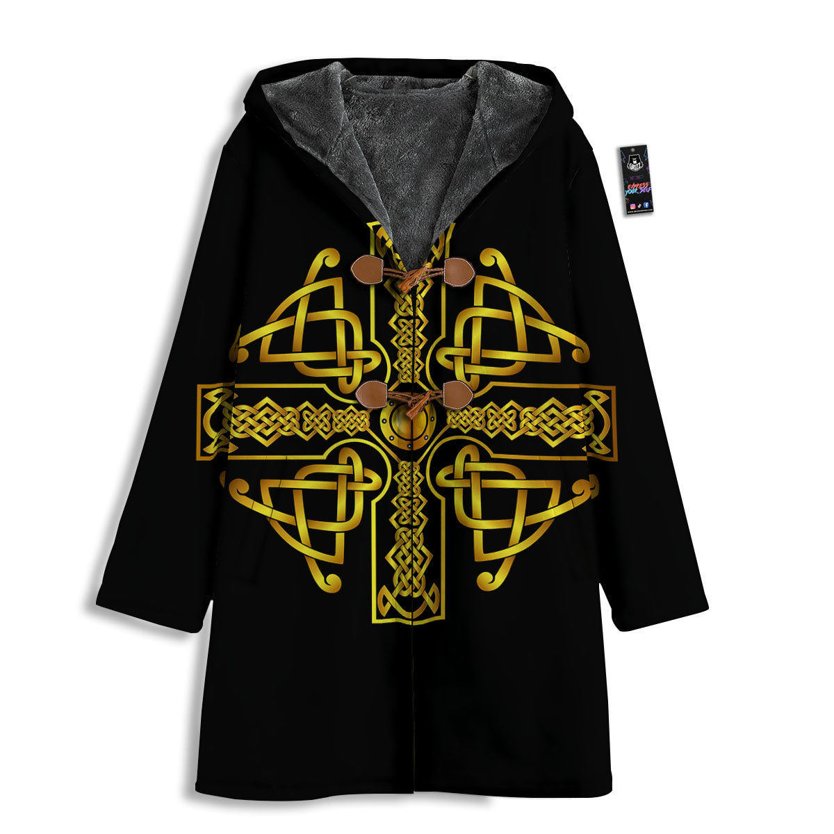 Knot Cross Gold Celtic Print Men's Windbreaker Jacket-grizzshop