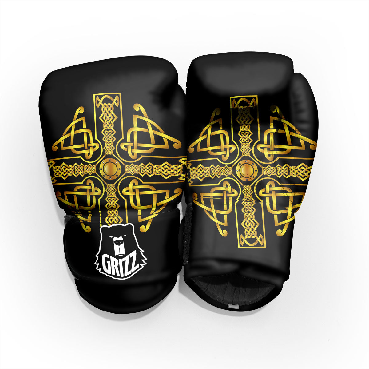 Knot Cross Gold Celtic Print Pro Boxing Glove