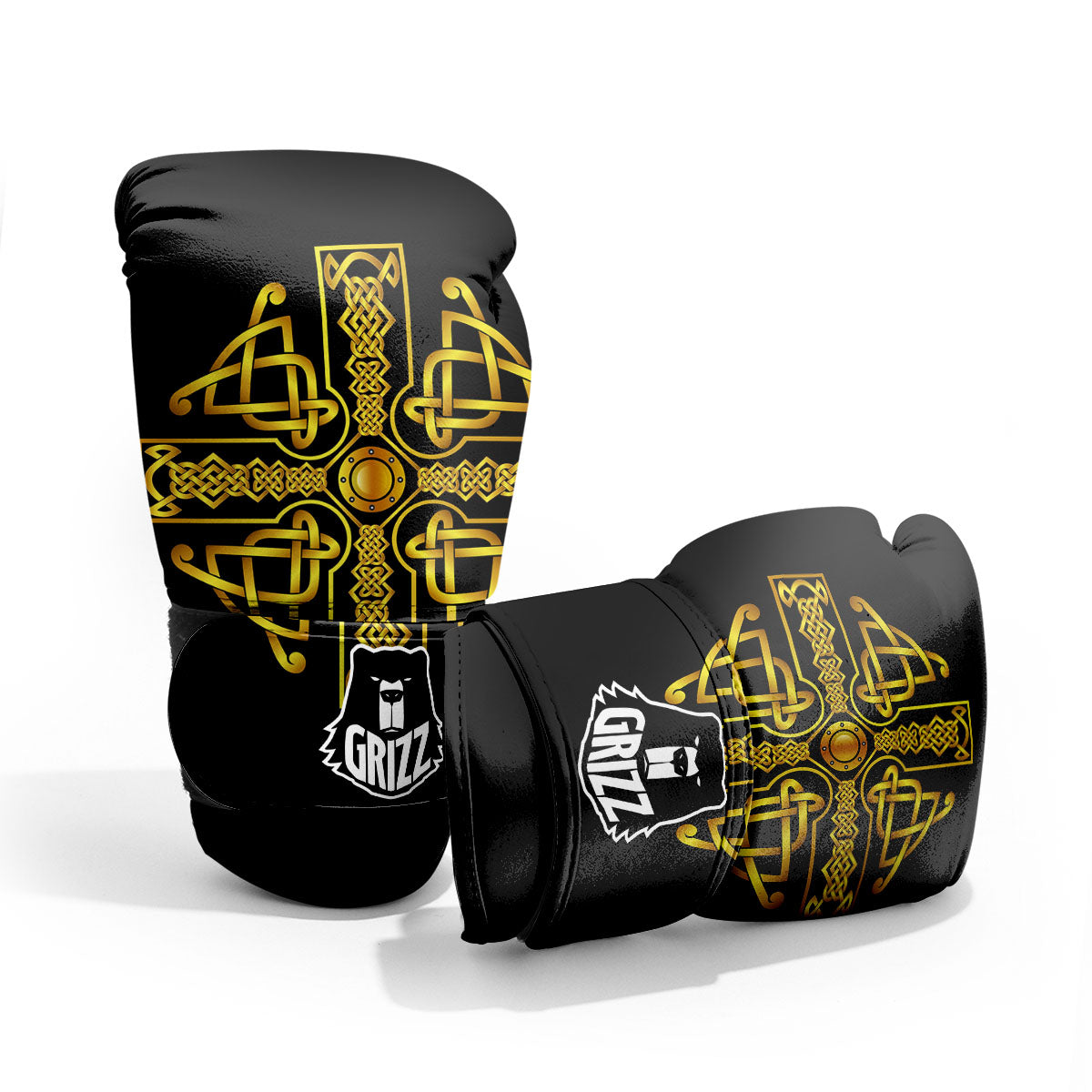 Knot Cross Gold Celtic Print Pro Boxing Glove