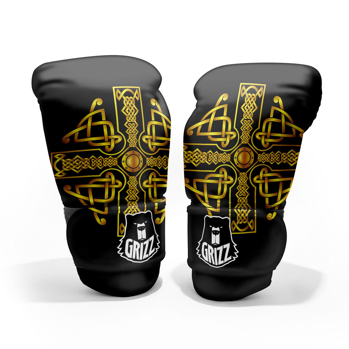 Knot Cross Gold Celtic Print Pro Boxing Glove