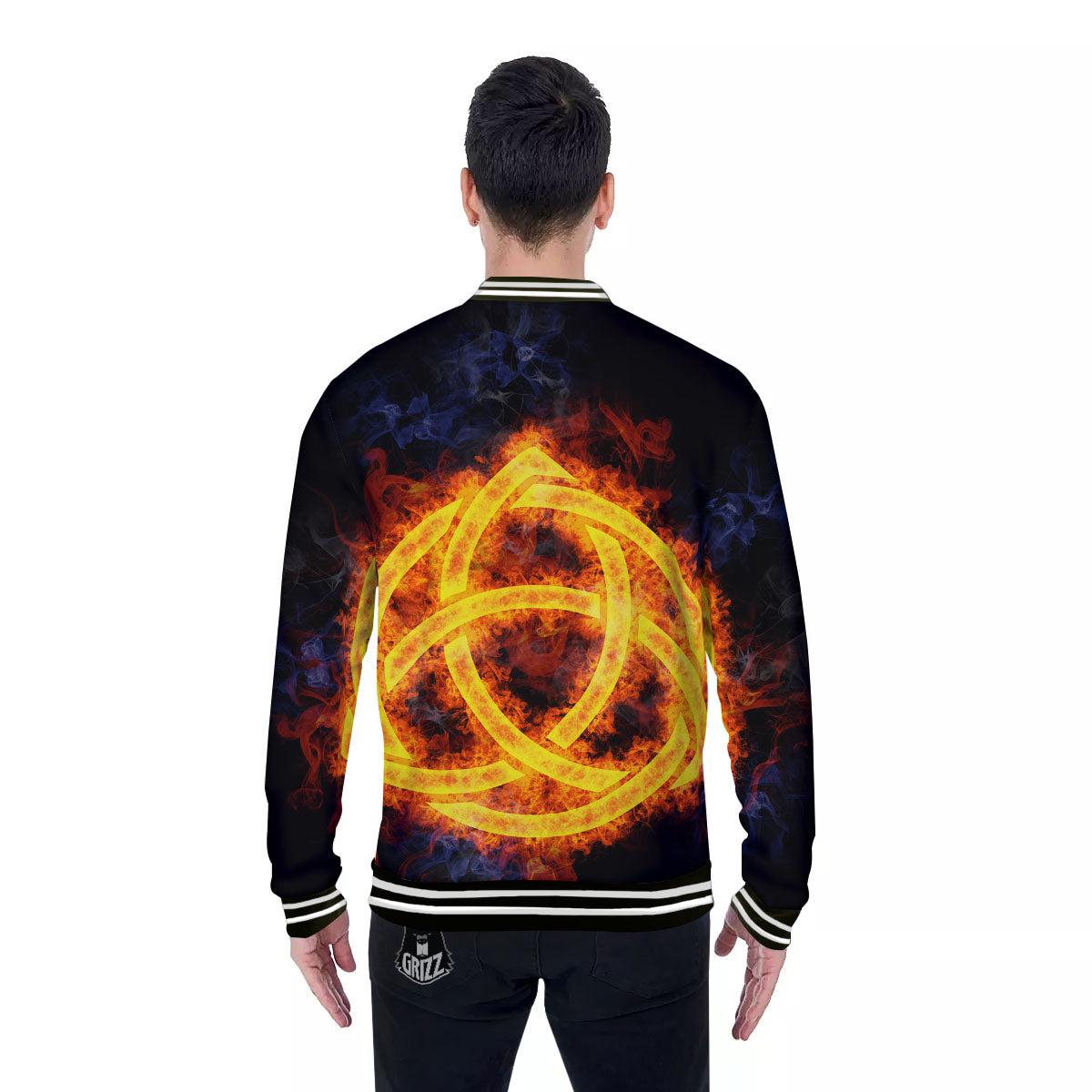 Knot Fire Celtic Print Baseball Jacket-grizzshop