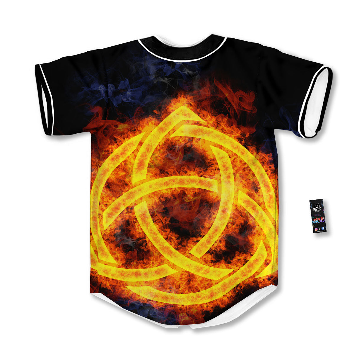 Knot Fire Celtic Print Baseball Jersey-grizzshop