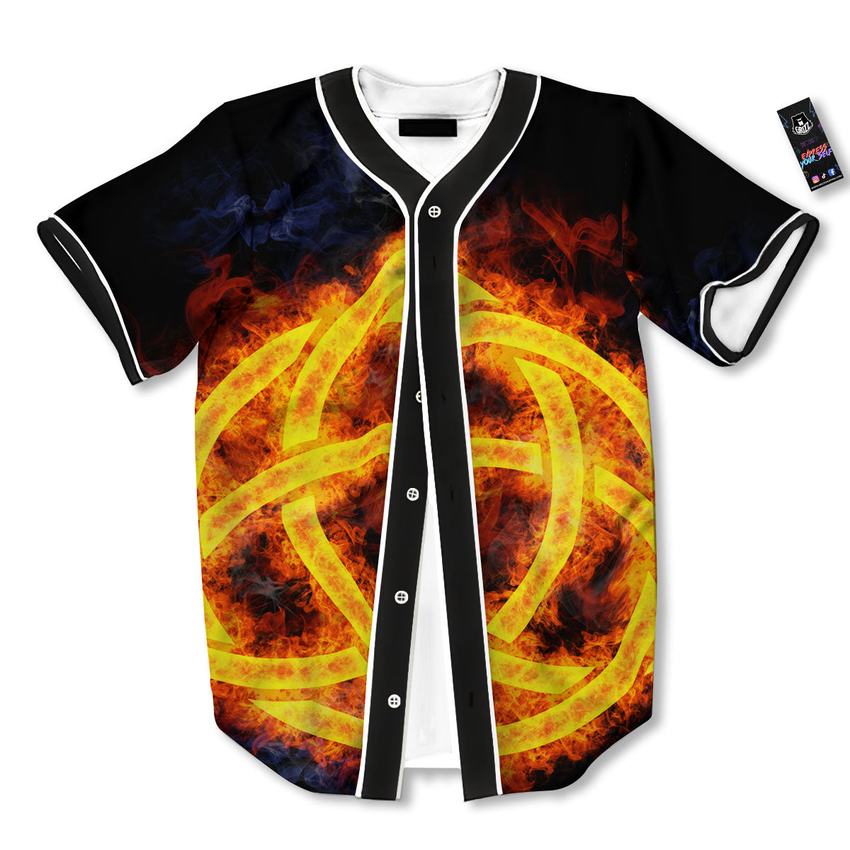 Knot Fire Celtic Print Baseball Jersey-grizzshop