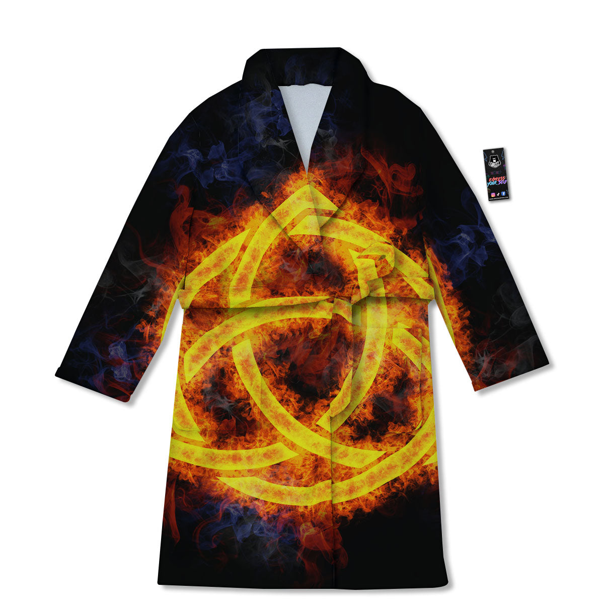 Knot Fire Celtic Print Bathrobe-grizzshop