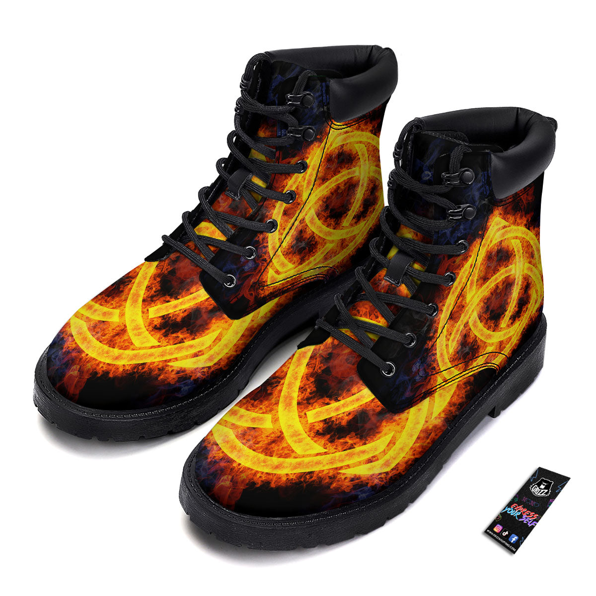 Knot Fire Celtic Print Boots-grizzshop