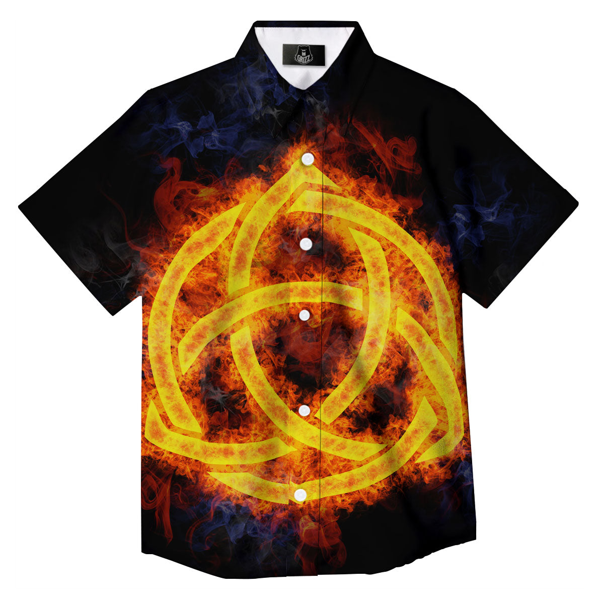 Knot Fire Celtic Print Button Up Shirt-grizzshop