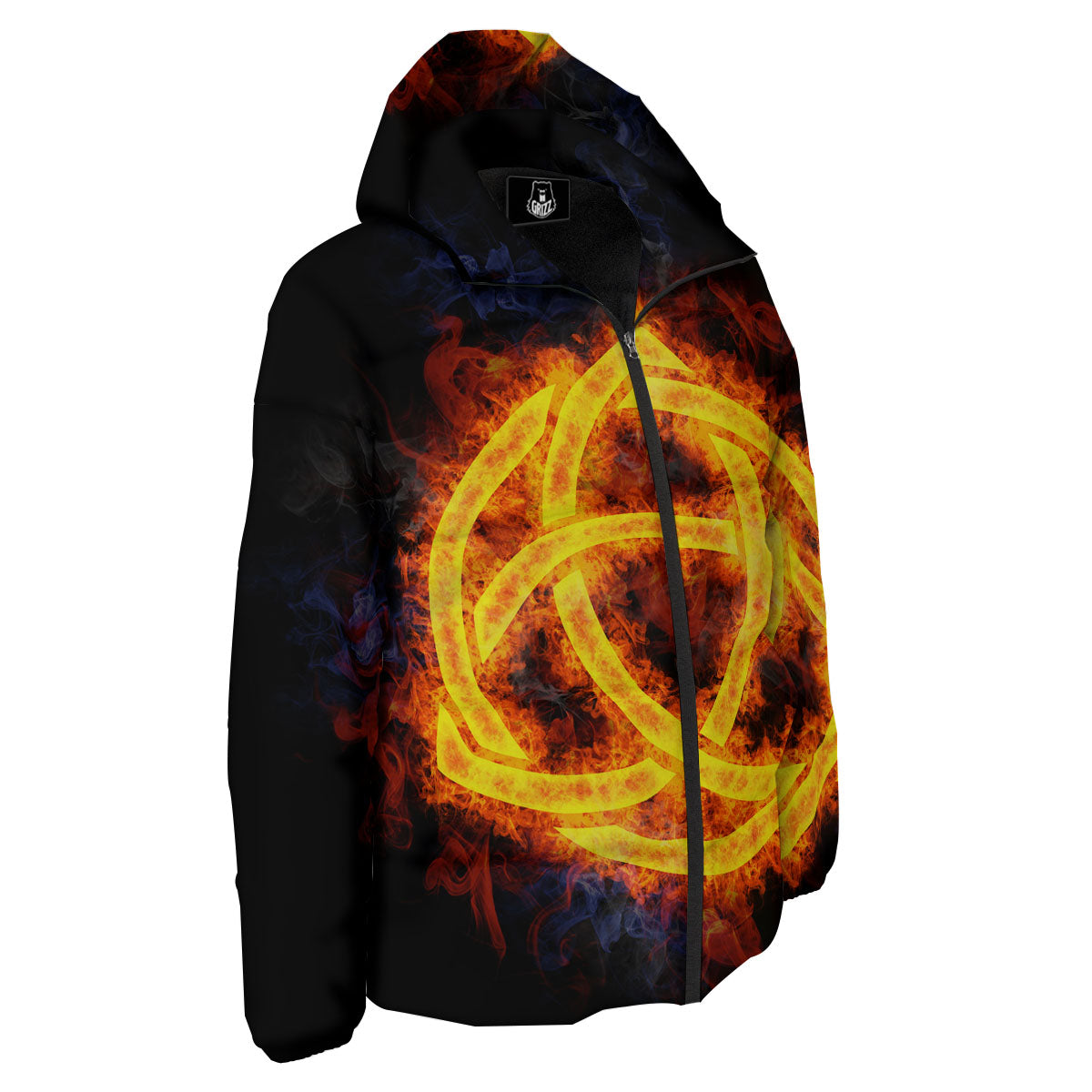 Knot Fire Celtic Print Down Jacket-grizzshop