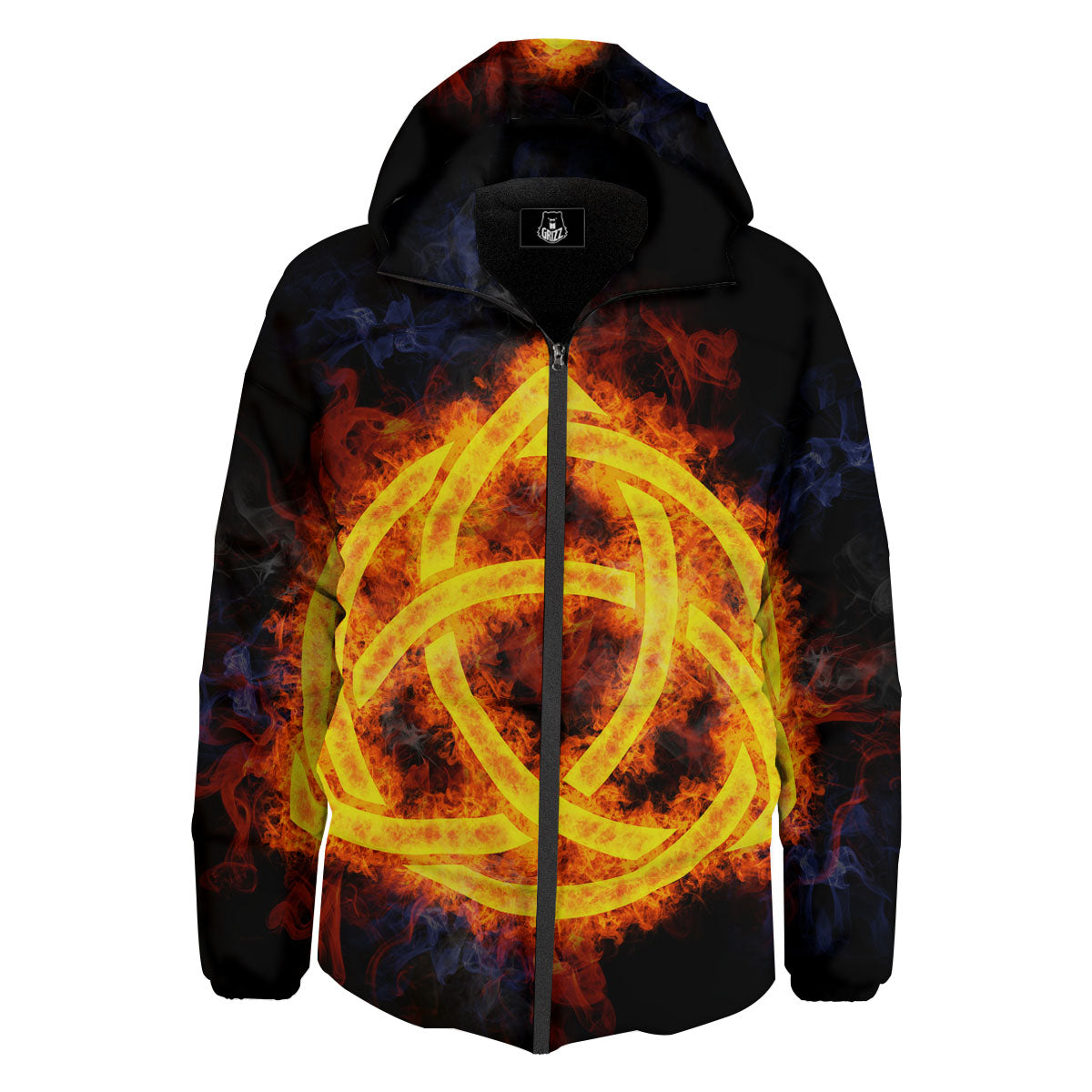 Knot Fire Celtic Print Down Jacket-grizzshop