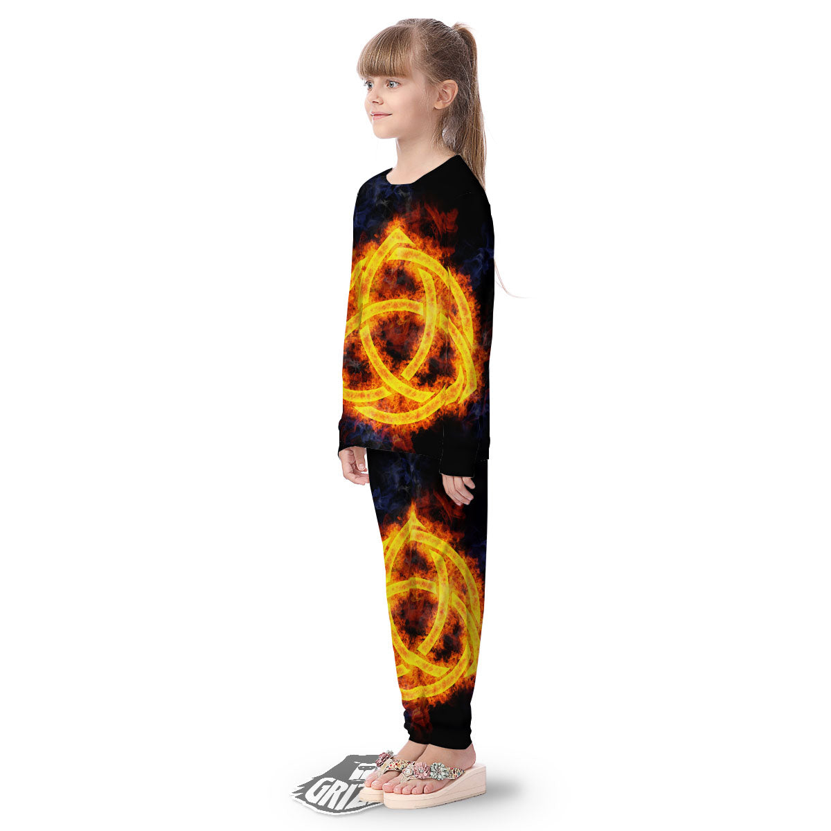 Knot Fire Celtic Print Kid's Pajamas-grizzshop