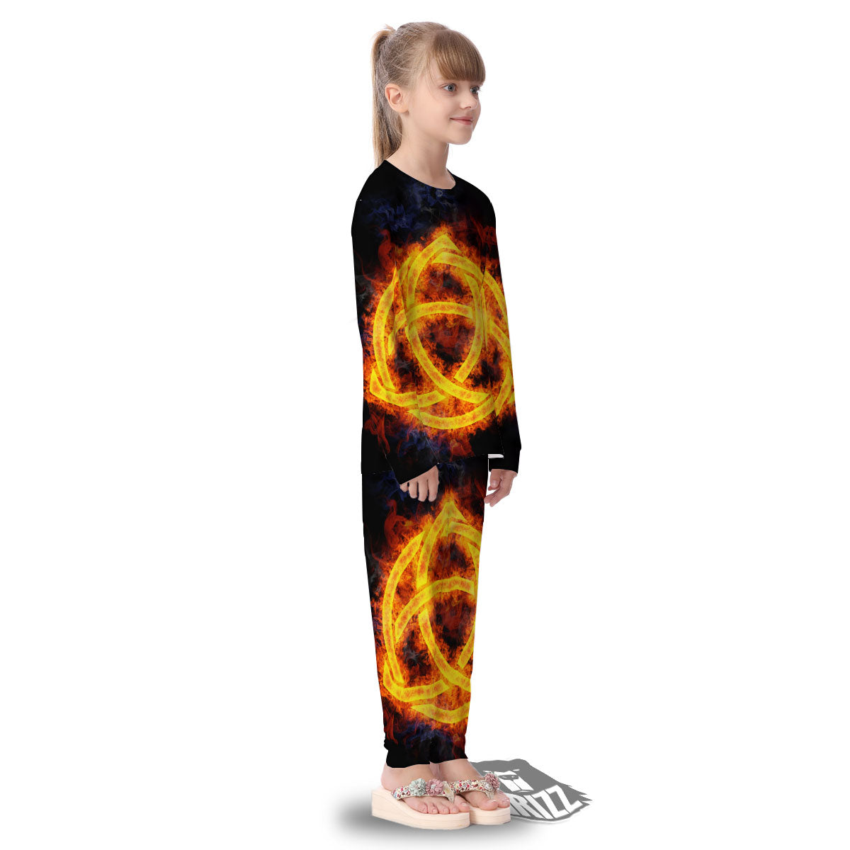 Knot Fire Celtic Print Kid's Pajamas-grizzshop