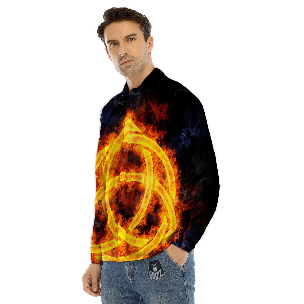 Knot Fire Celtic Print Men's Dress Shirts-grizzshop