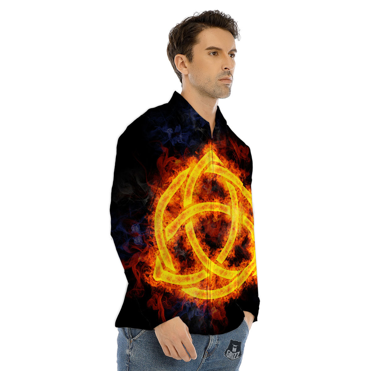 Knot Fire Celtic Print Men's Dress Shirts-grizzshop