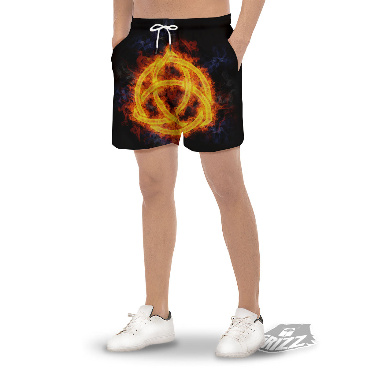 Knot Fire Celtic Print Men's Gym Shorts-grizzshop