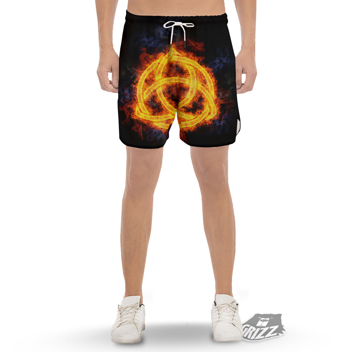 Knot Fire Celtic Print Men's Gym Shorts-grizzshop