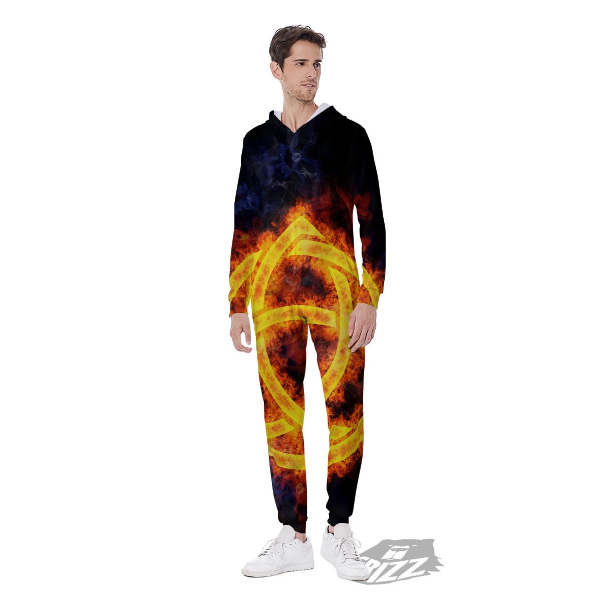 Knot Fire Celtic Print Men's Jumpsuit-grizzshop