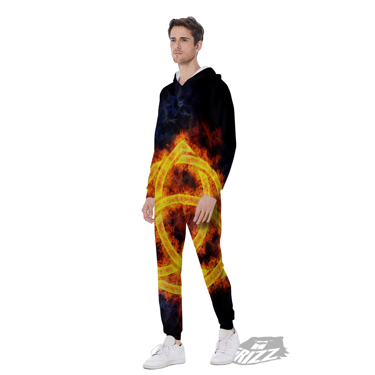 Knot Fire Celtic Print Men's Jumpsuit-grizzshop