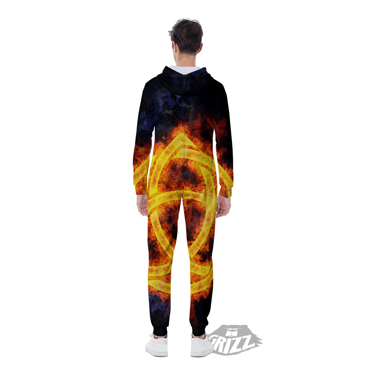Knot Fire Celtic Print Men's Jumpsuit-grizzshop