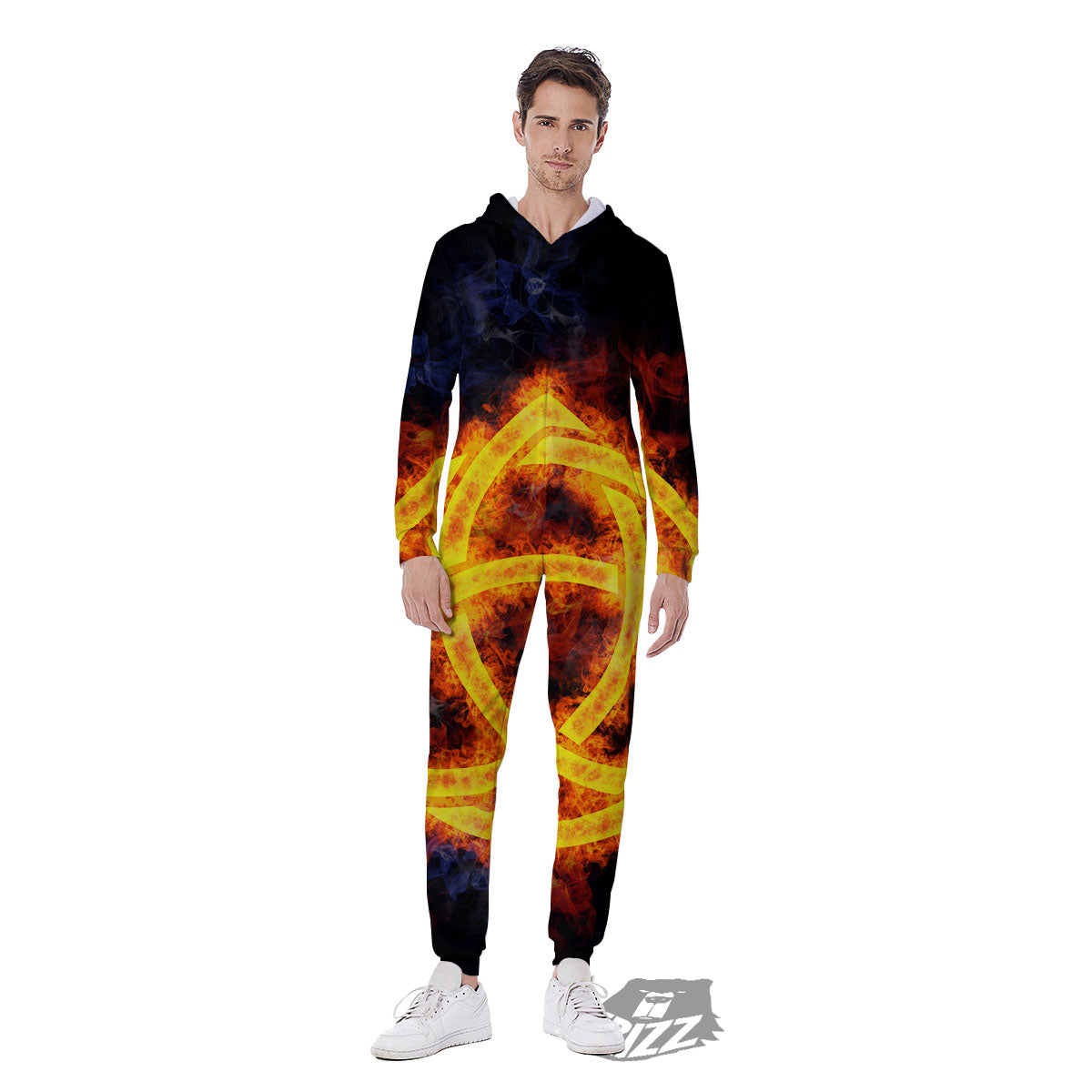 Knot Fire Celtic Print Men's Jumpsuit-grizzshop