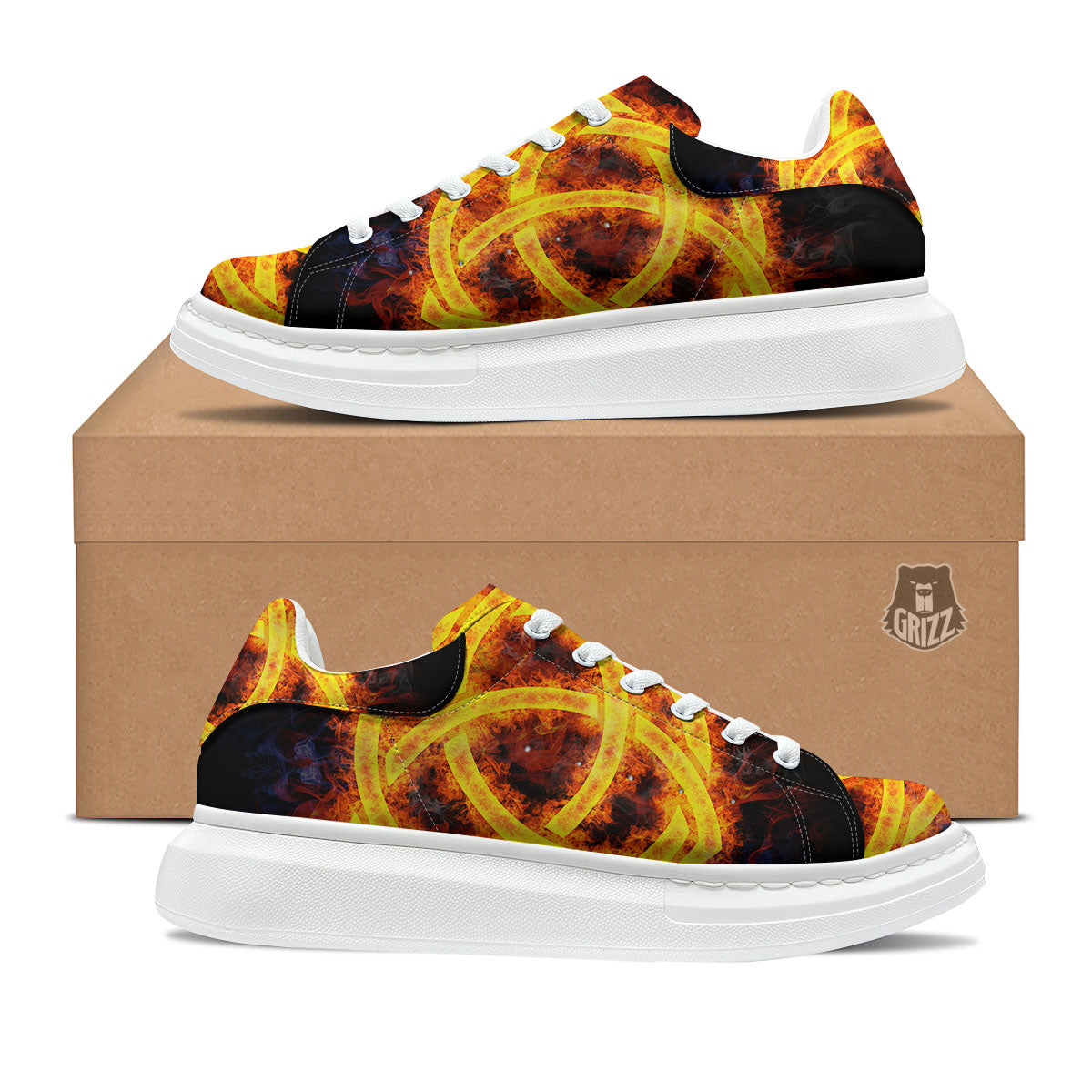 Knot Fire Celtic Print Platform Shoes-grizzshop