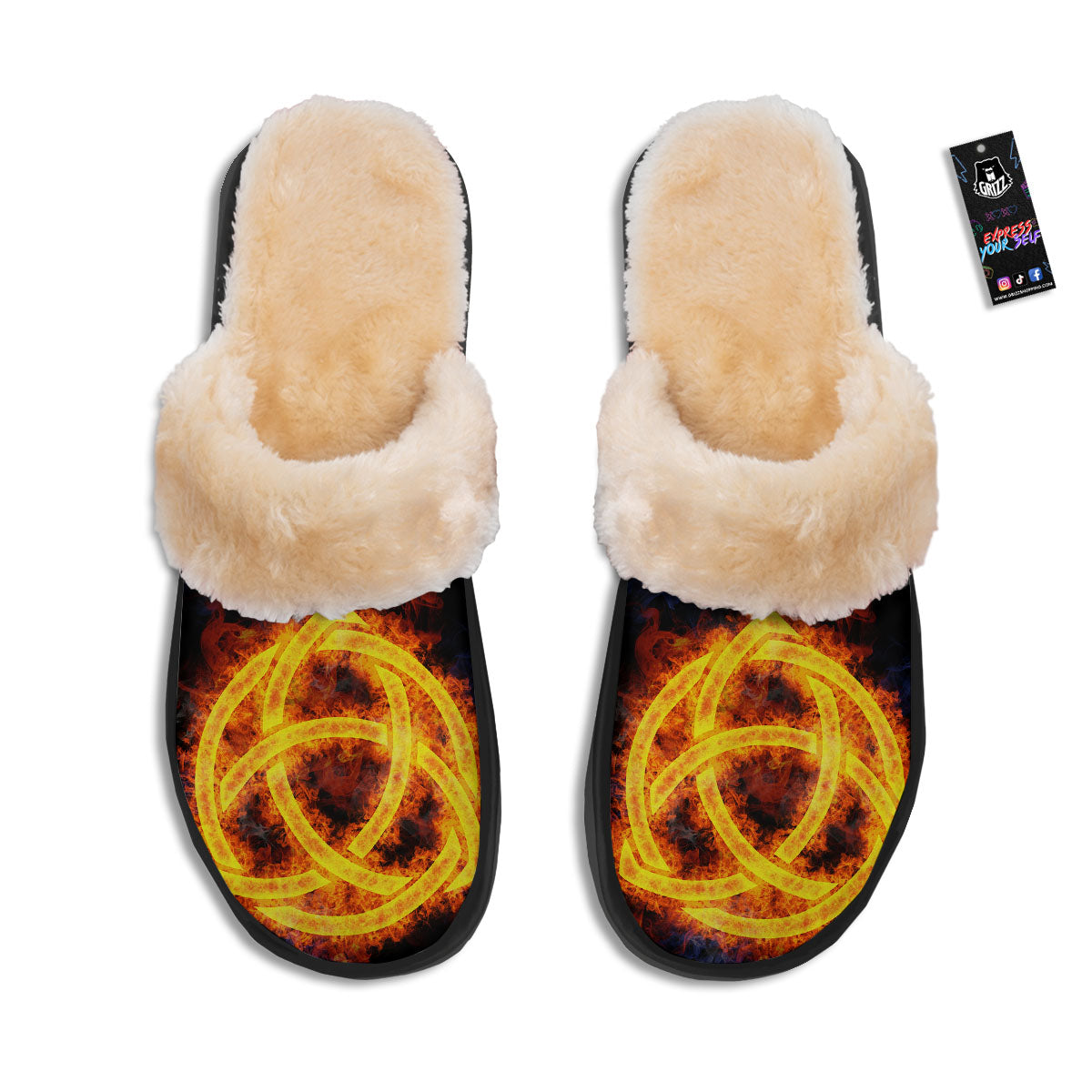 Knot Fire Celtic Print Slippers-grizzshop