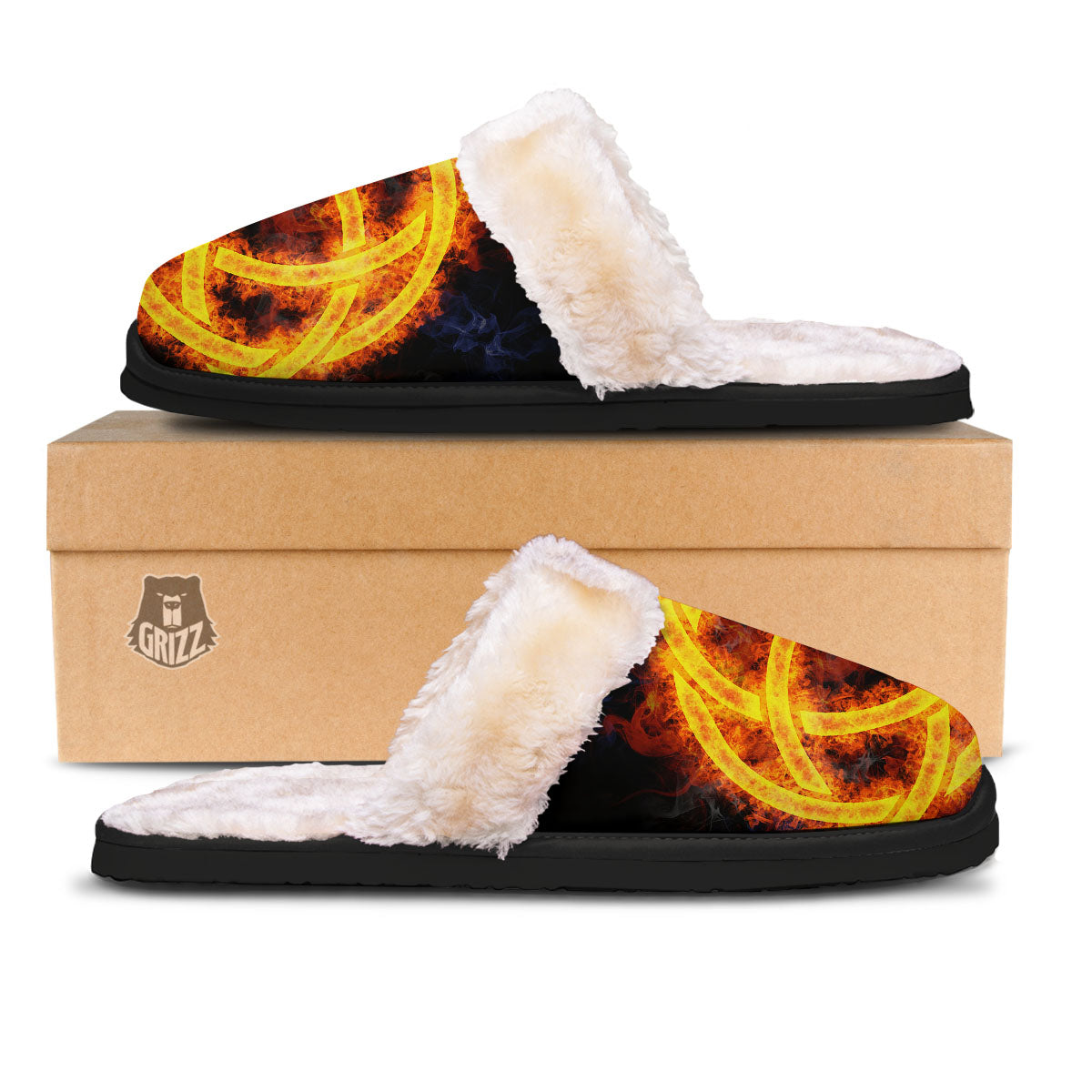 Knot Fire Celtic Print Slippers-grizzshop