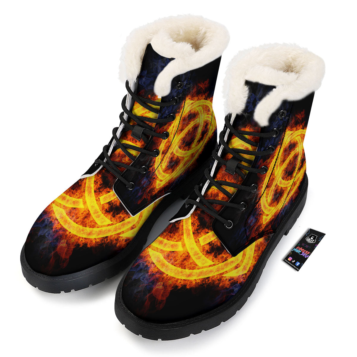 Knot Fire Celtic Print Winter Boots-grizzshop